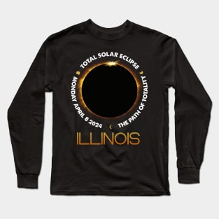 ILLINOIS Total Solar Eclipse 2024 American Totality April 8 Long Sleeve T-Shirt